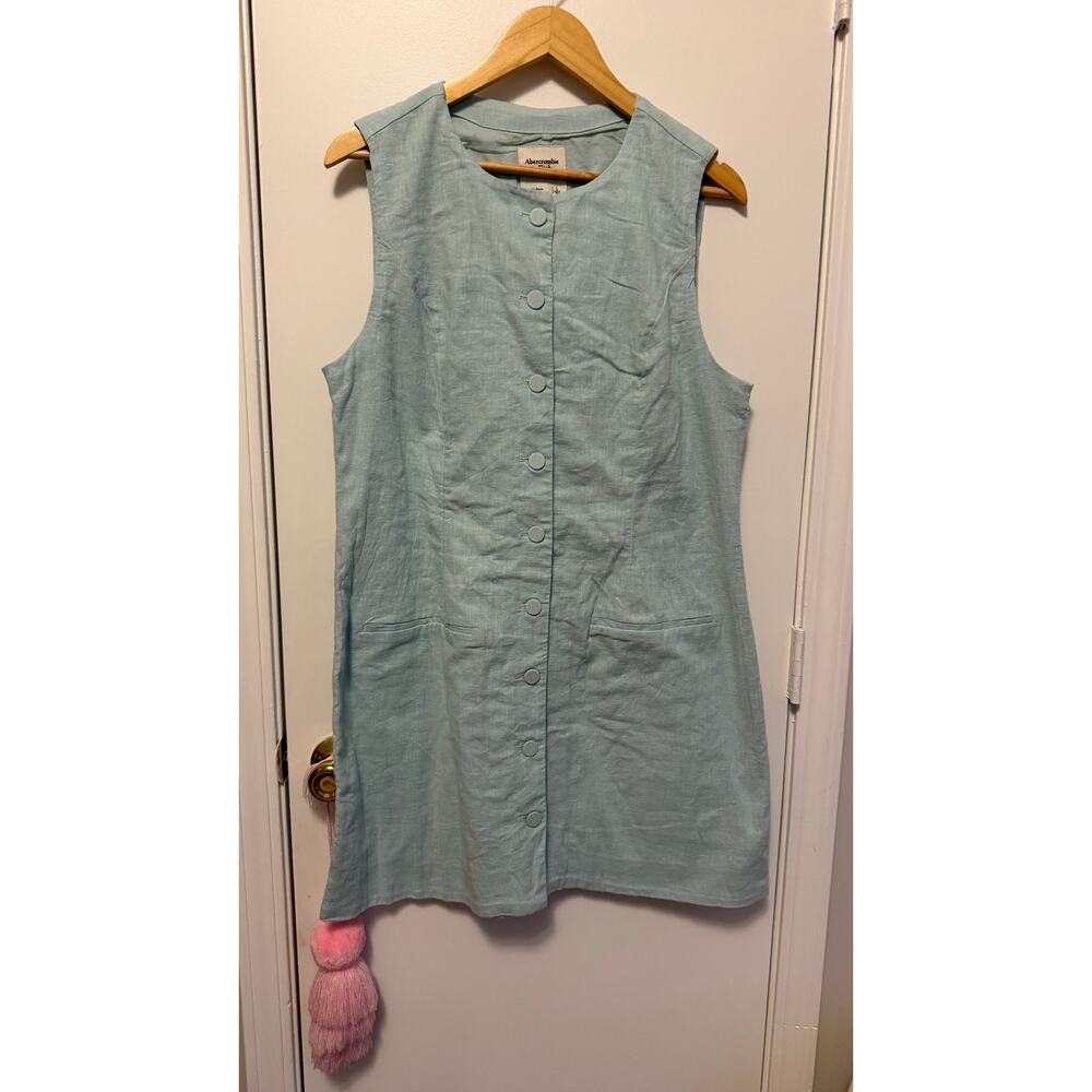Abercrombie & Fitch A&F Mara Linen-Blend Mini Dress, LARGE NWT